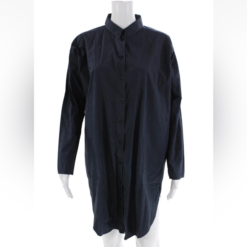 ACNE Studios Womens Button Front Long Sleeve Collared Shirt Dress Blue FR 34